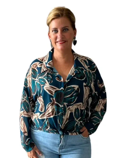 Fashion Trends Print Blouse beige linnen