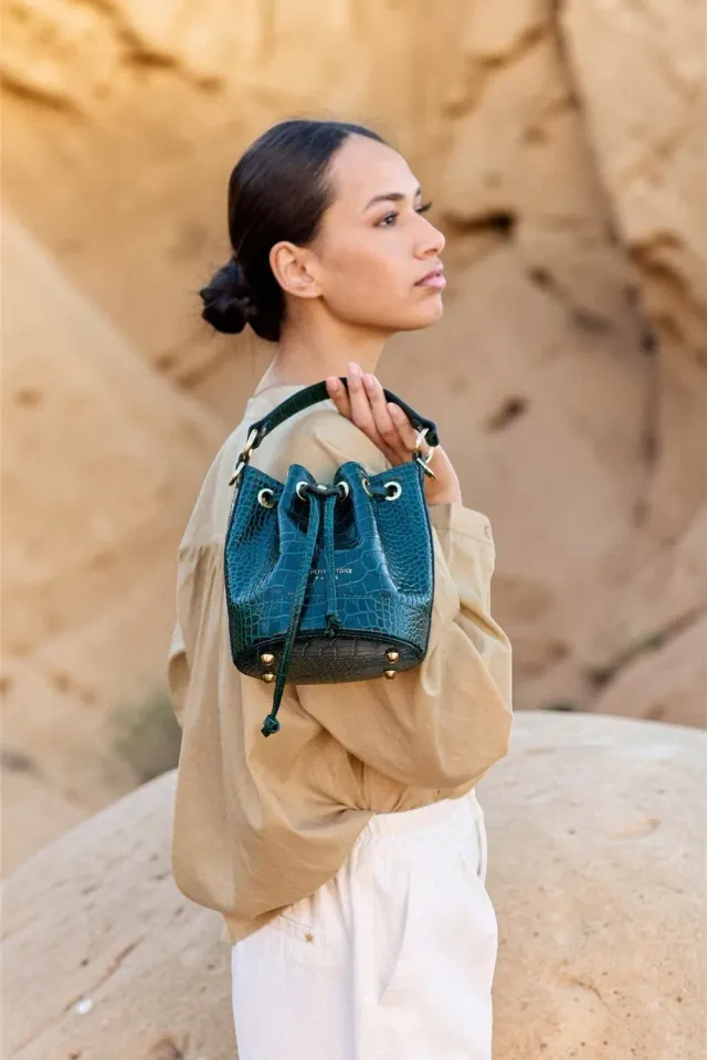 La Petite Etoile Aimmy handtas groen croco bucket