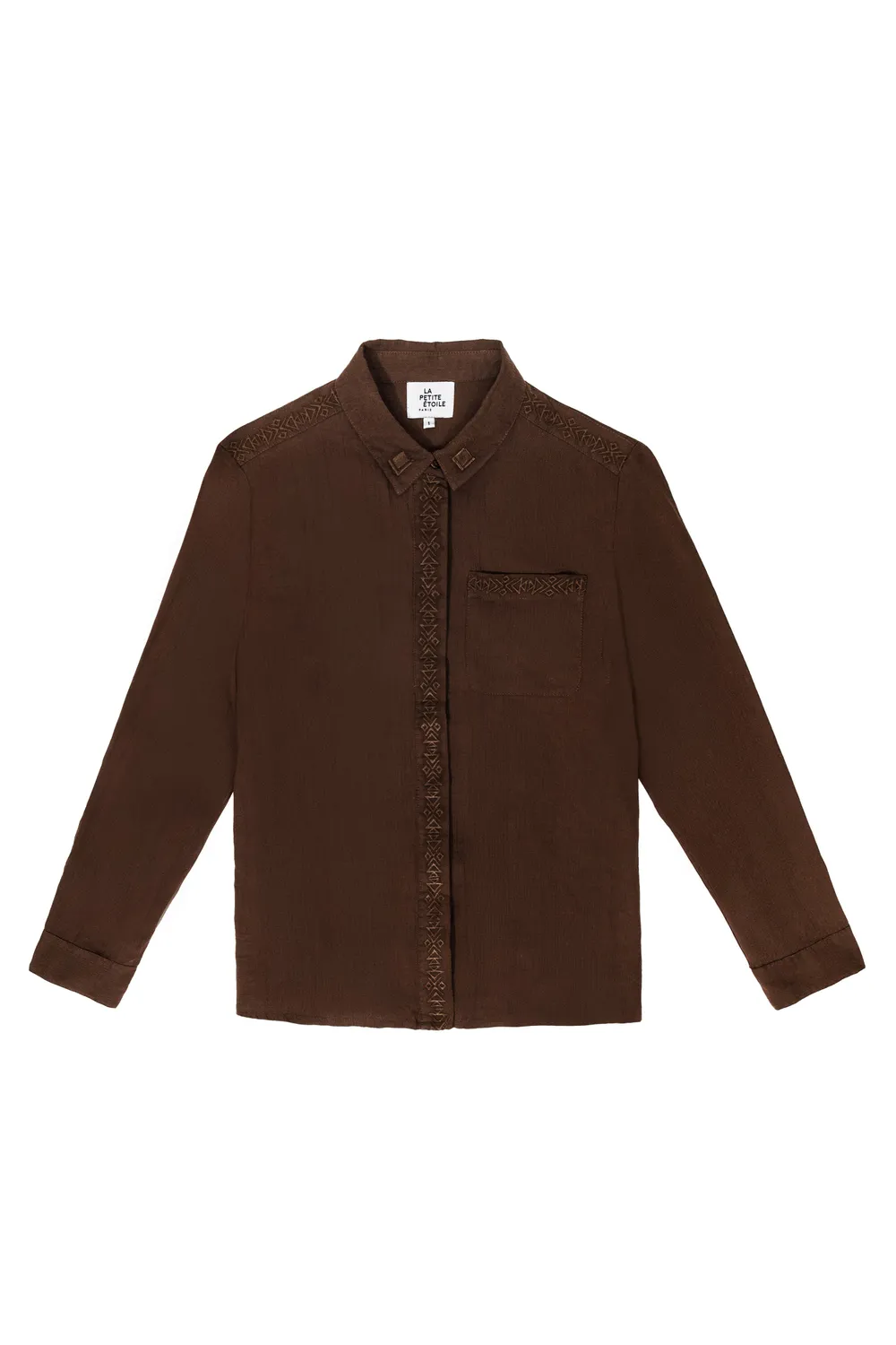 La Petite Etoile Carlio blouse bruin streep polo