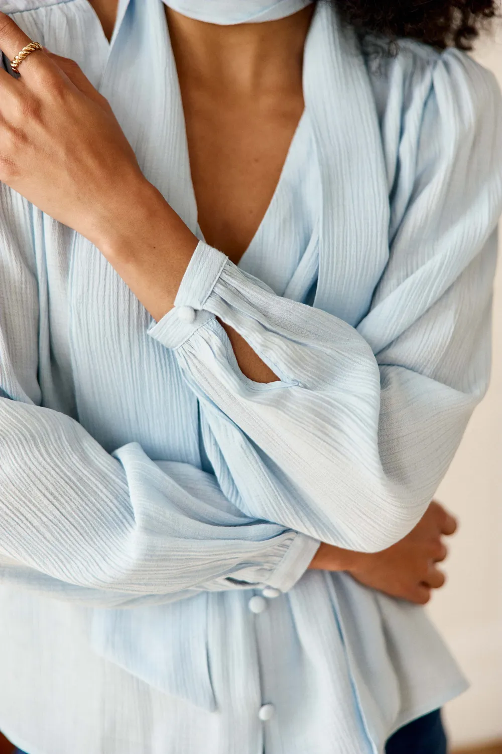 La Petite Etoile Bianca blouse lichtblauw strik