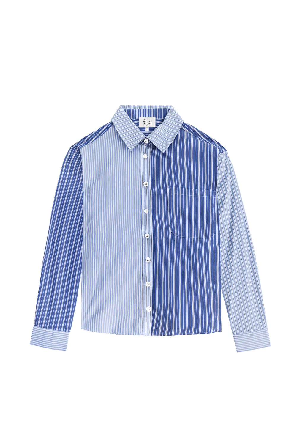 La Petite Etoile Clarin patchwork blouse blauw ecru