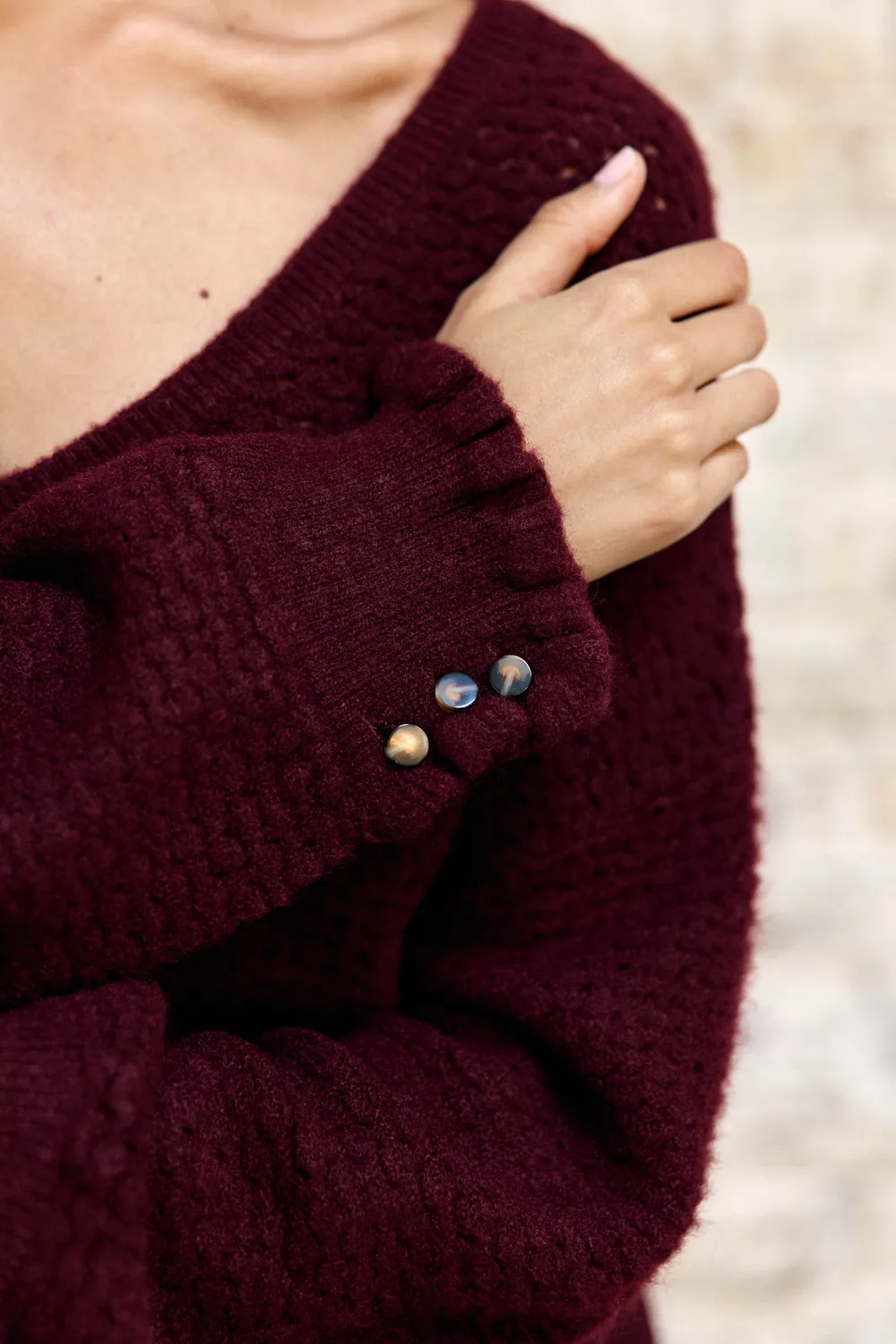 La Petite Etoile Mandine trui bordeaux ajour