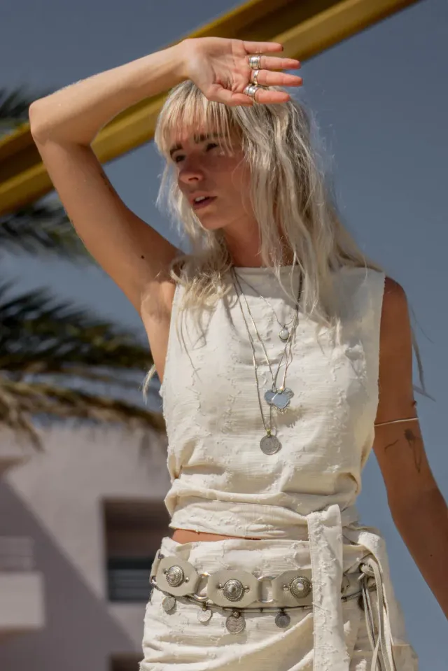 Amiek Harper Top top light beige linnen