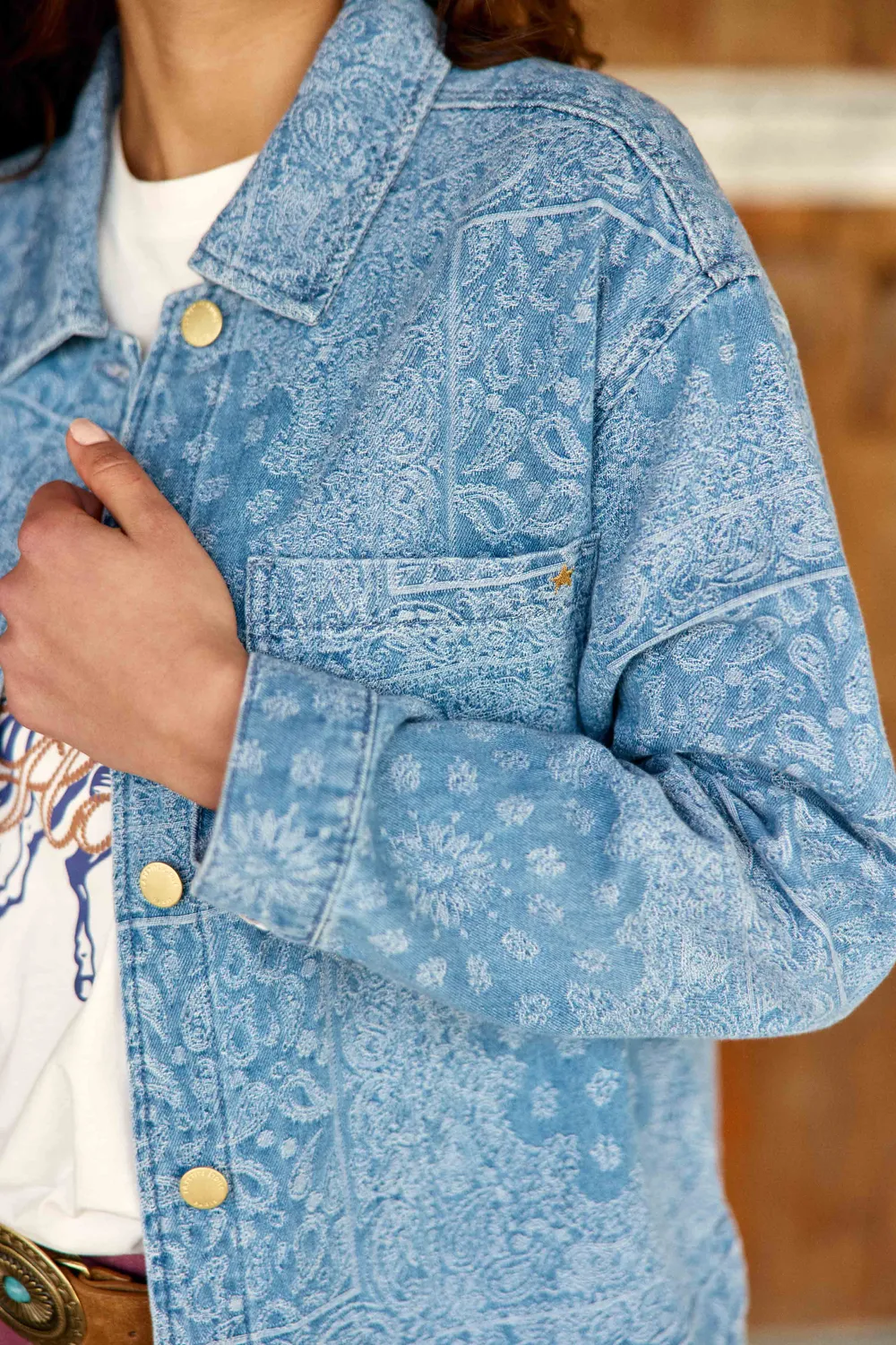 La Petite Etoile Vitalo overblouse bandana denim blauw