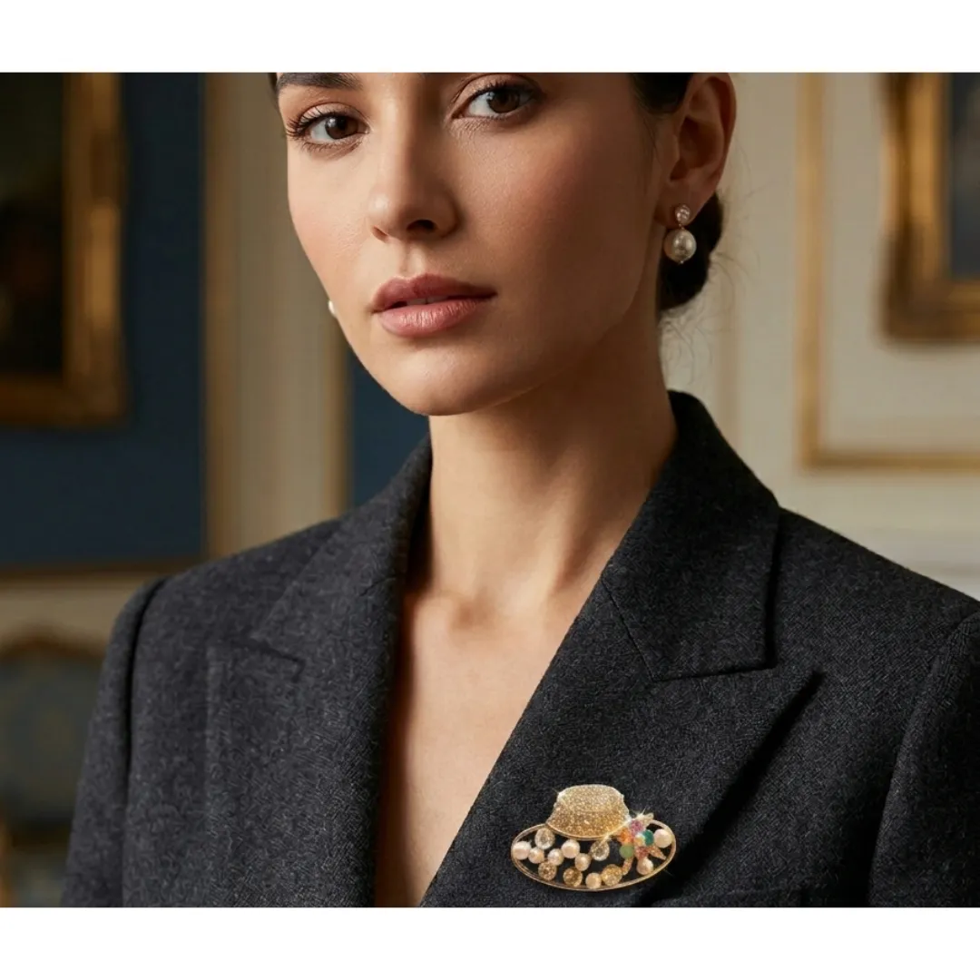 Tatyana Festive Hat broche parels hoedje