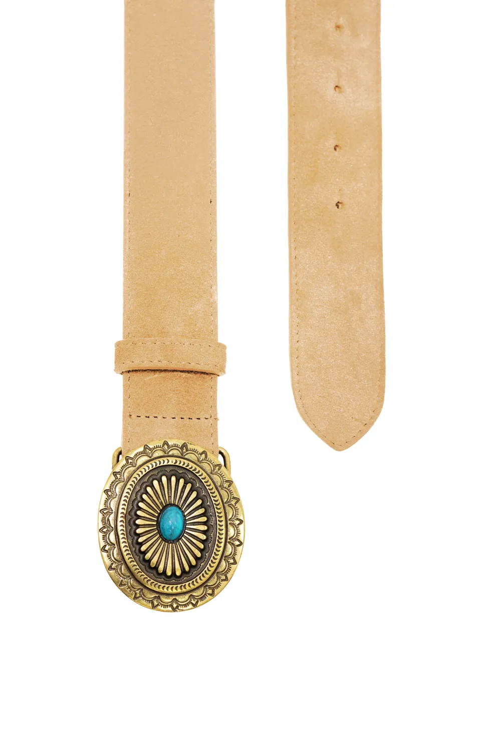 La Petite Etoile Albana riem beige leer 4 cm turquoise
