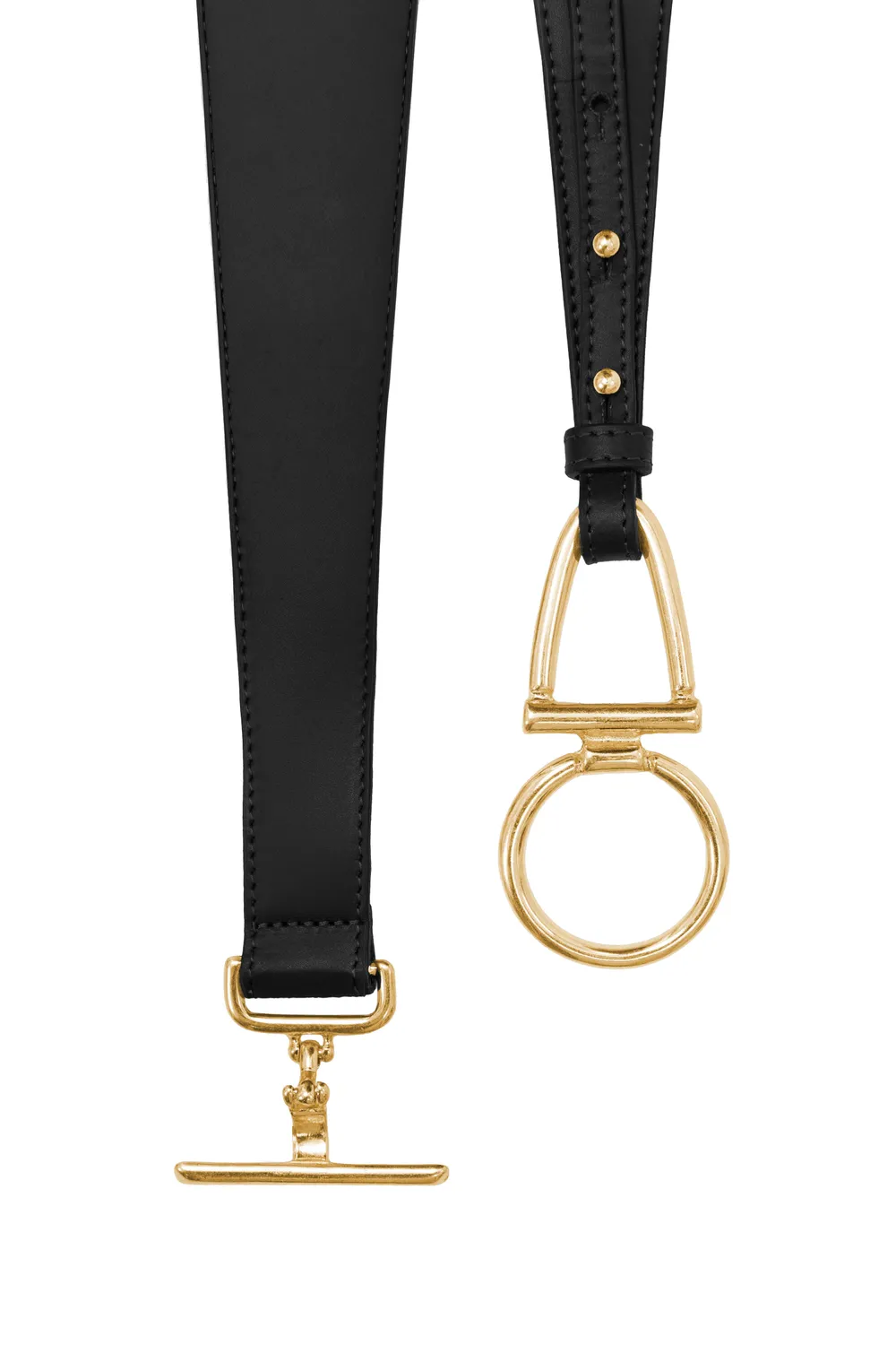 La Petite Etoile Alaia riem zwart leer gouden gesp