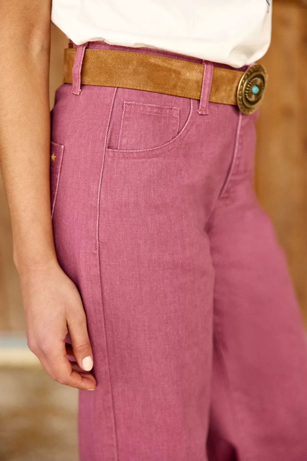 La Petite Etoile Patlanty wijde broek 40-rose roze
