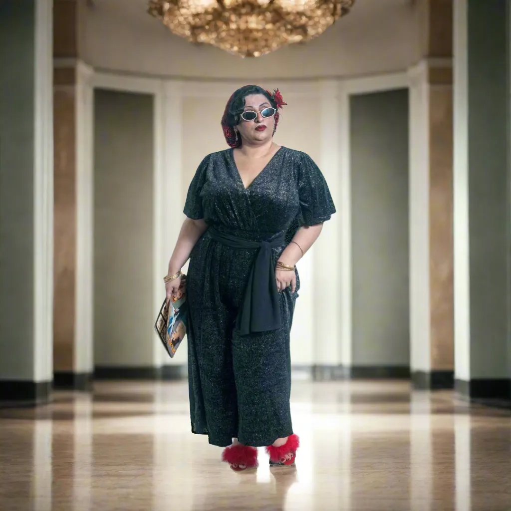 Tatyana Charlie Midnight Dazzle jumpsuit zwart glans