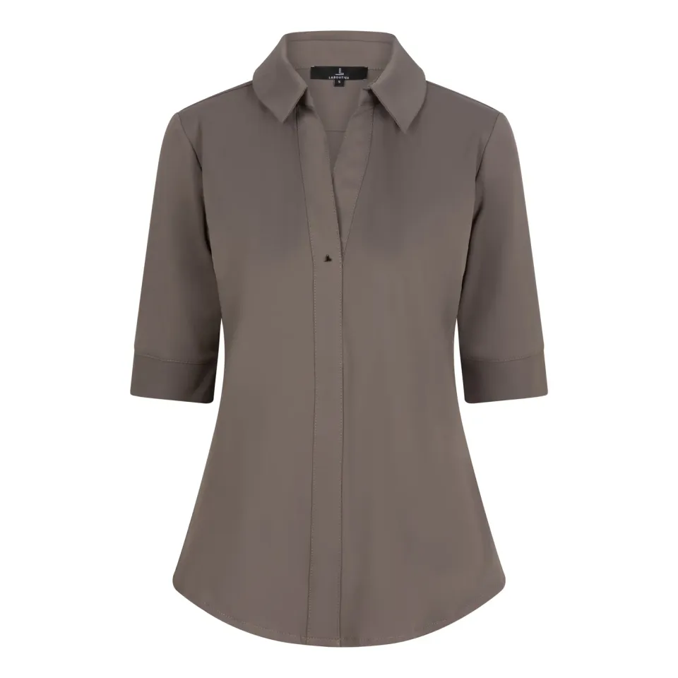Laboutiek Ivanka Travel blouse taupe - korte mouw