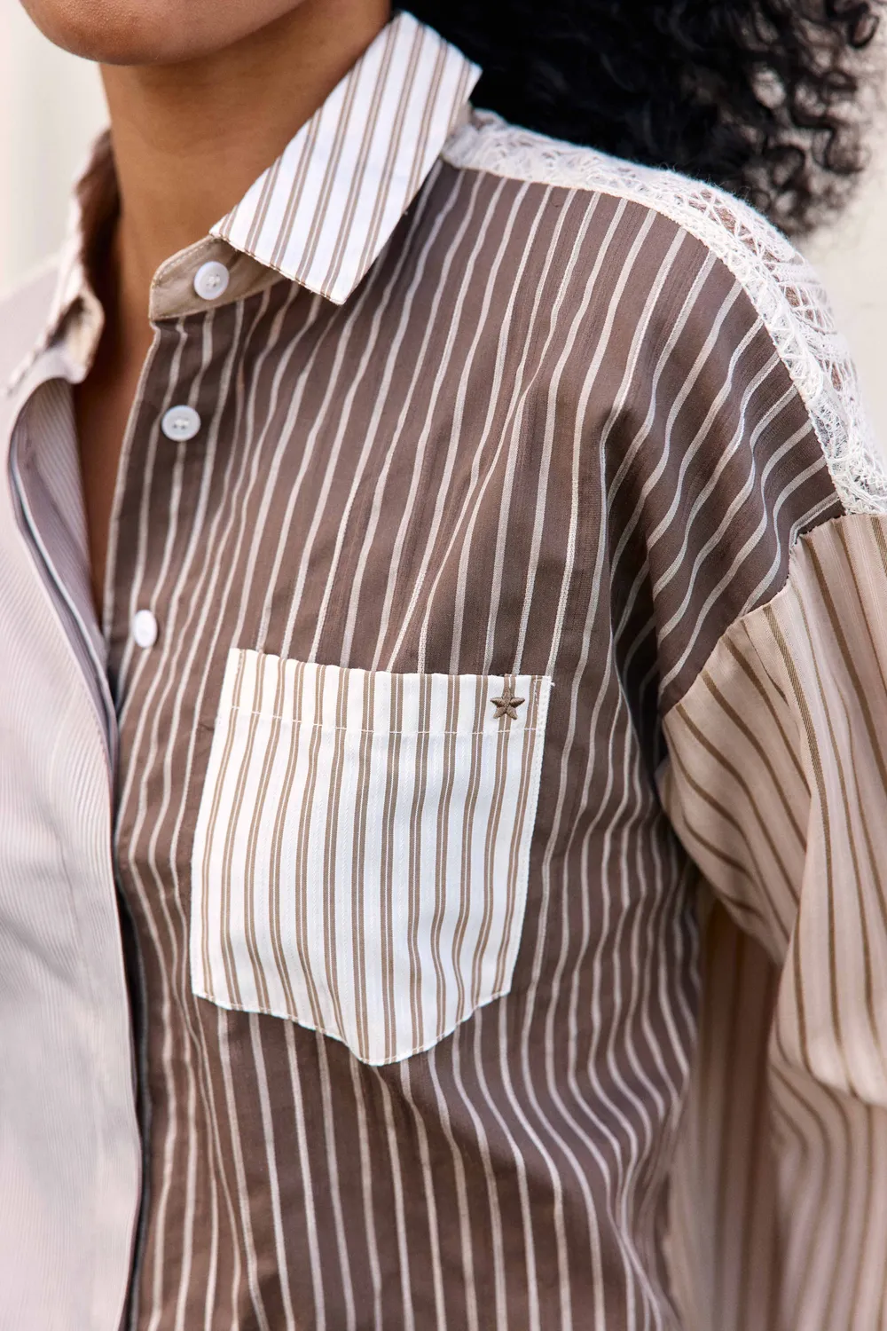 La Petite Etoile Celine blouse patchwork beige