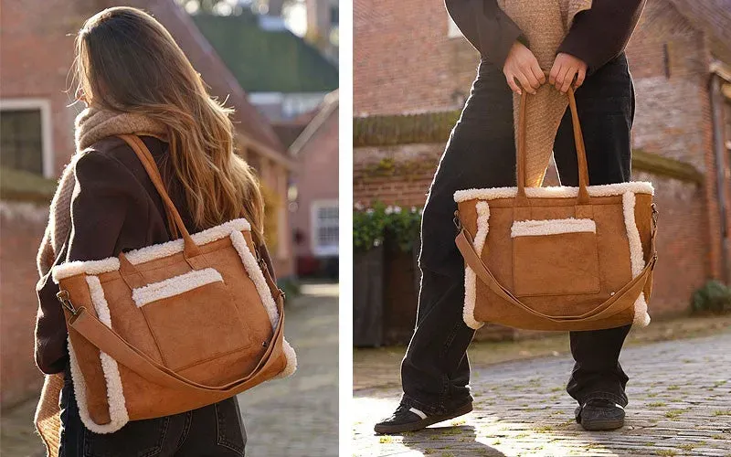 Amiek Avoriaz shopper sand 50x30cm teddy