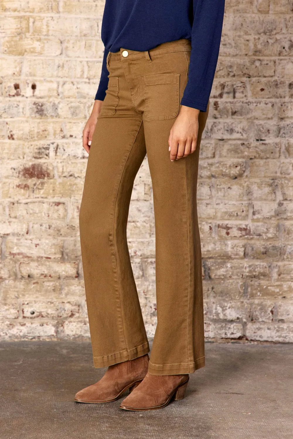 La Petite Etoile Sonny flare broek beige high waist