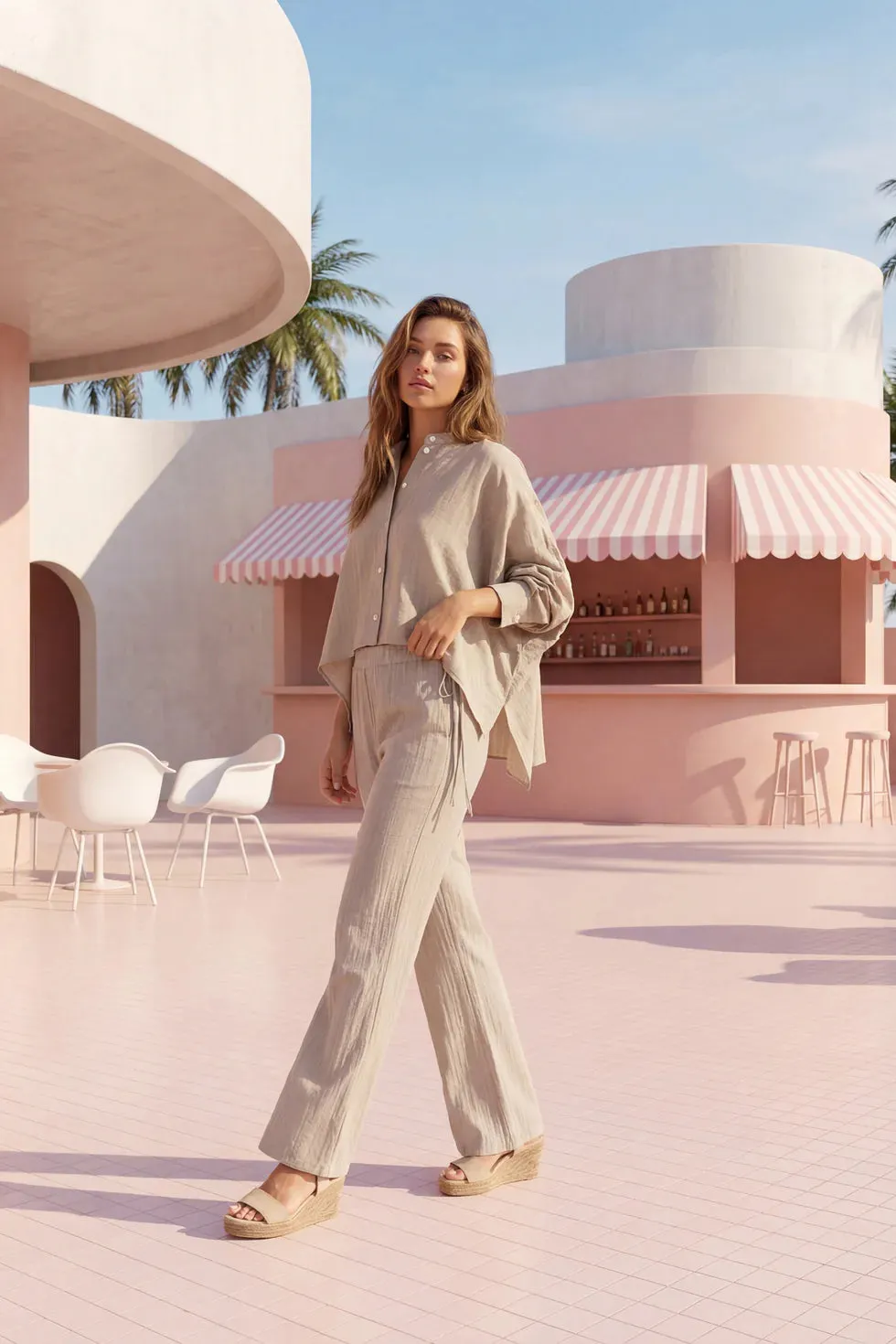 Moost & The Muse Ellis broek sand linnen zacht