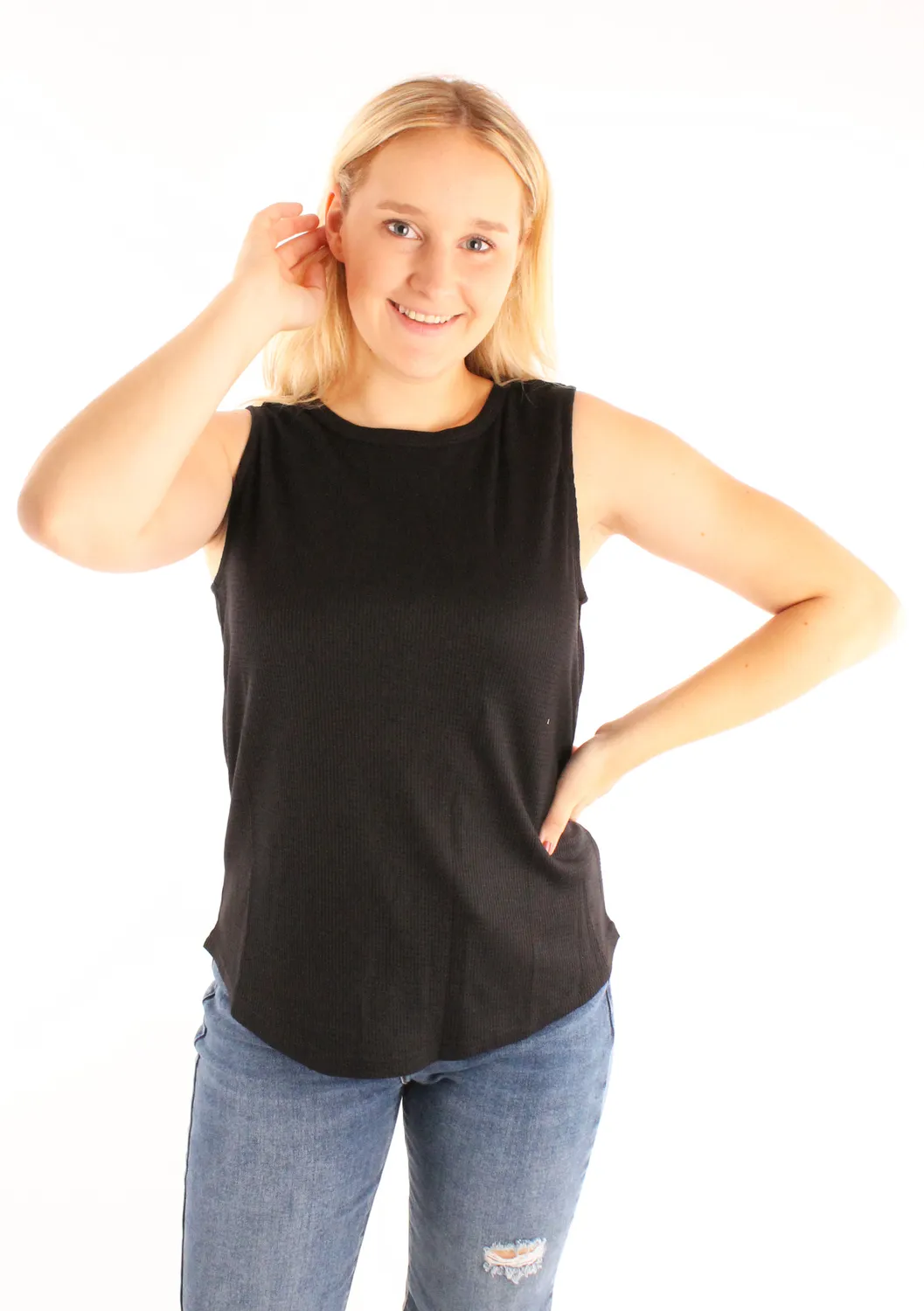 LOVEDRUNKY Structuur top zwart mouwloos