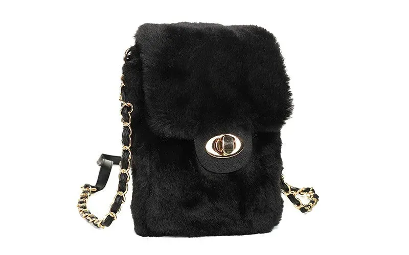 Amiek Vel Gardena telefoontasje zwart fluffy