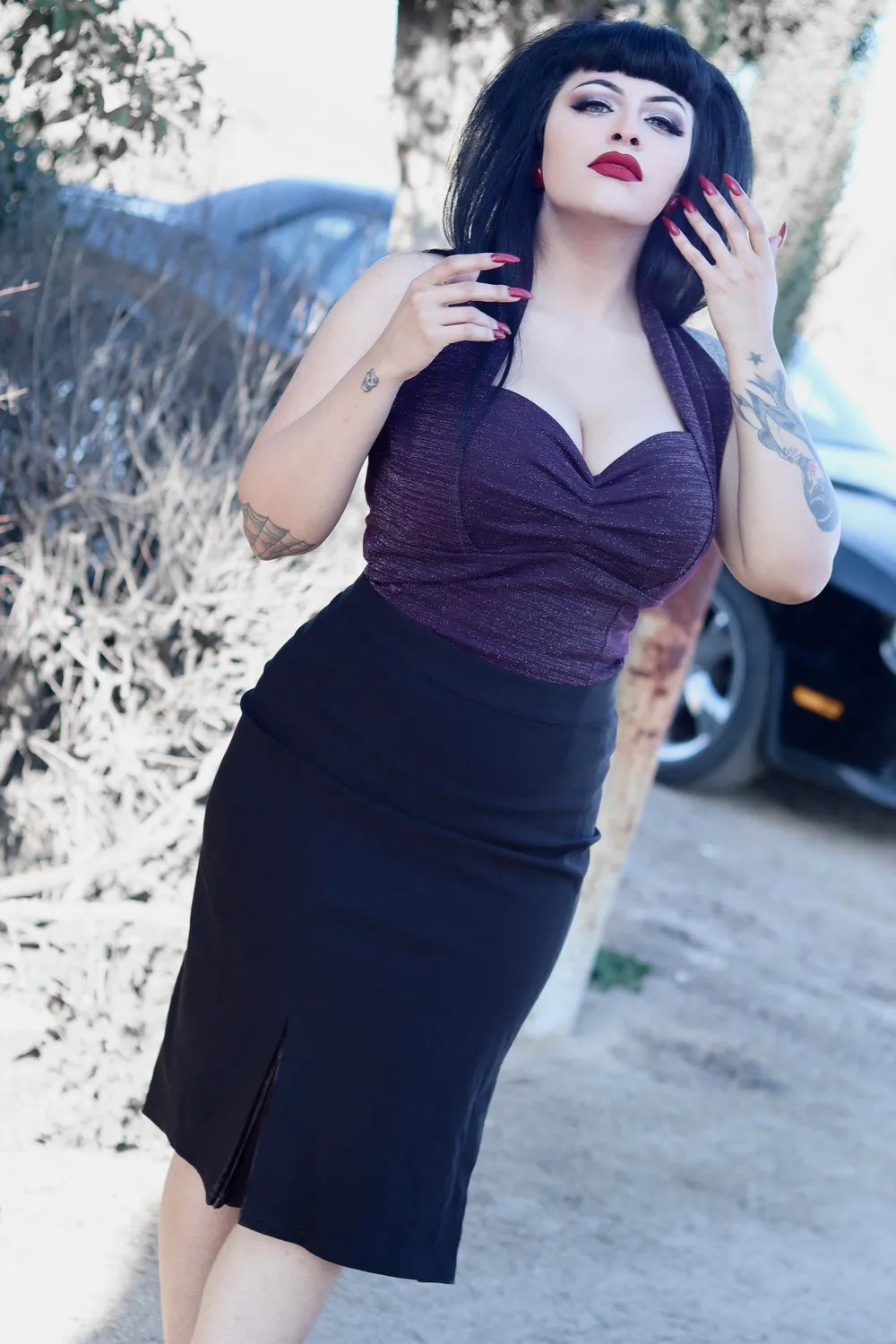 Tatyana Brooklyn Pencil Skirt kokerrok zwart stretch M