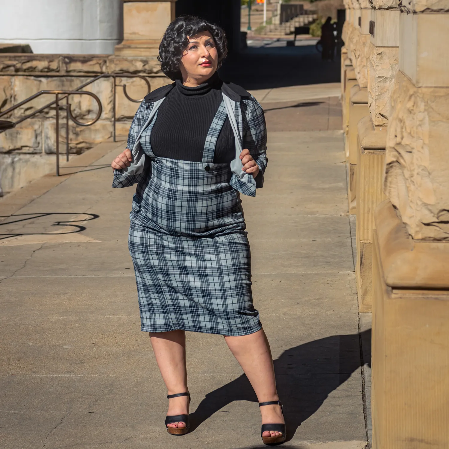 Tatyana Billie Jacket jasje charcoal plaid geruit cropped
