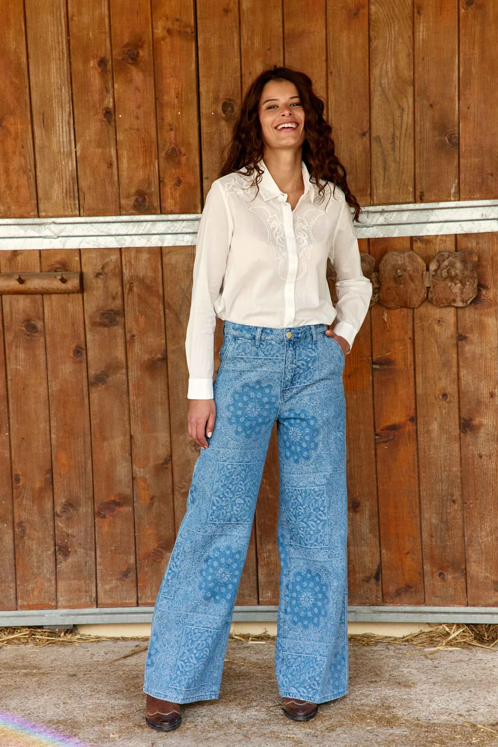 La Petite Etoile Chawie blouse ecru katoen borduursel