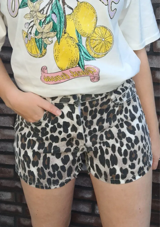 Lovedrunky Leopard short bruin stretch
