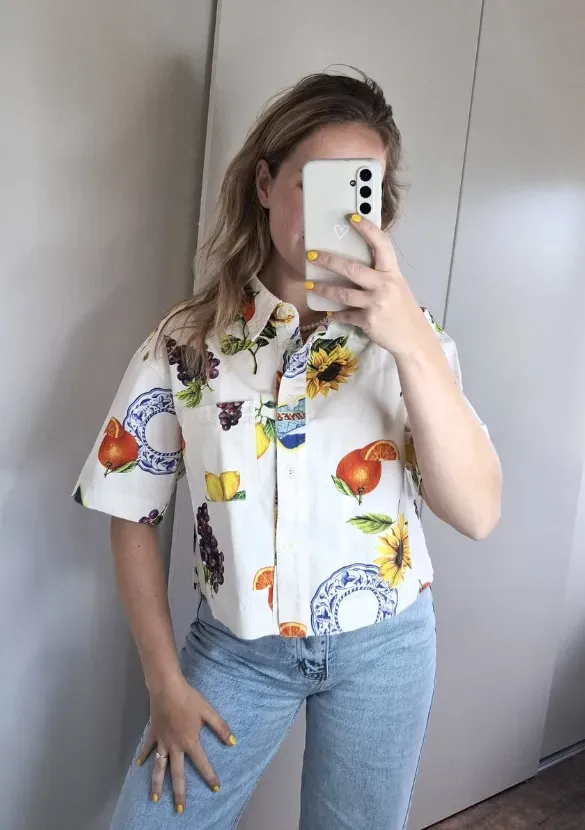 Lovedrunky Tropicana blouse wit boxy print