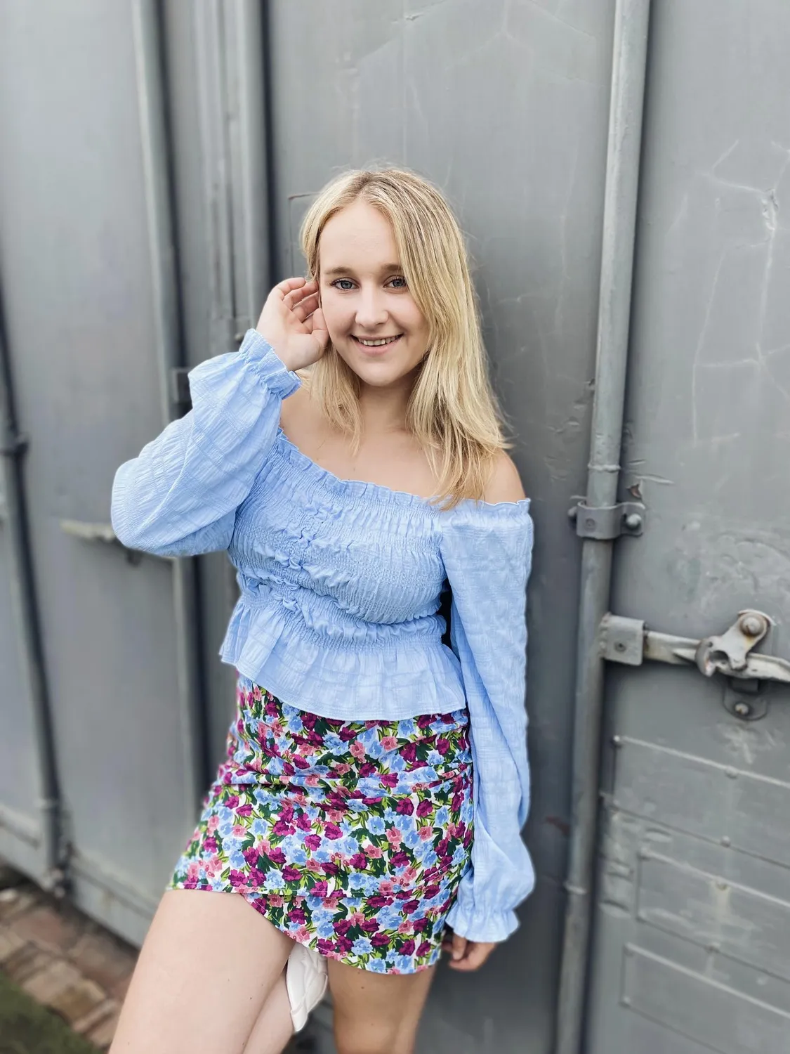 LOVEDRUNKY Bloemen rok blauw gevoerd