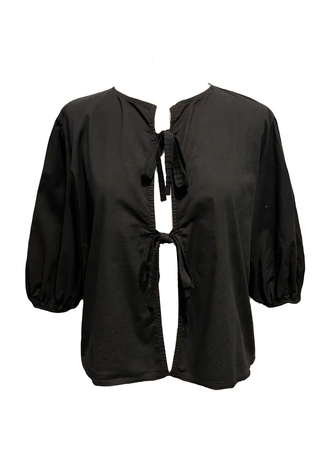 LOVEDRUNKY Strikjes top zwart pofmouw dames