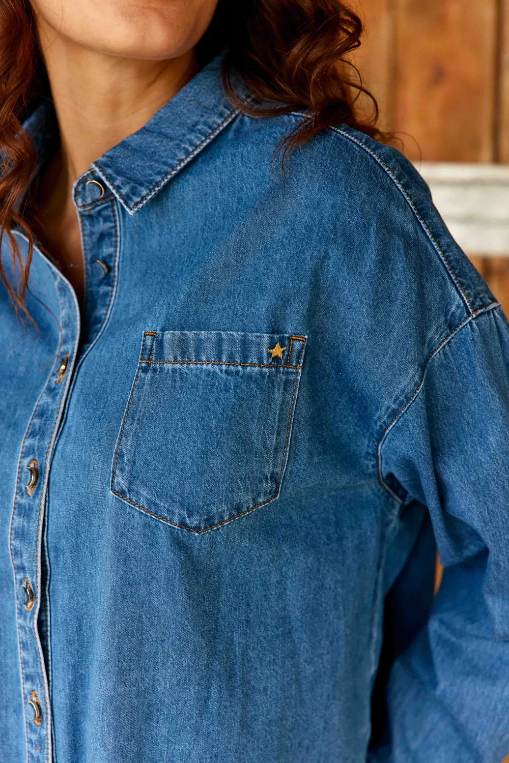 La Petite Etoile Chanico denim blouse blauw recht