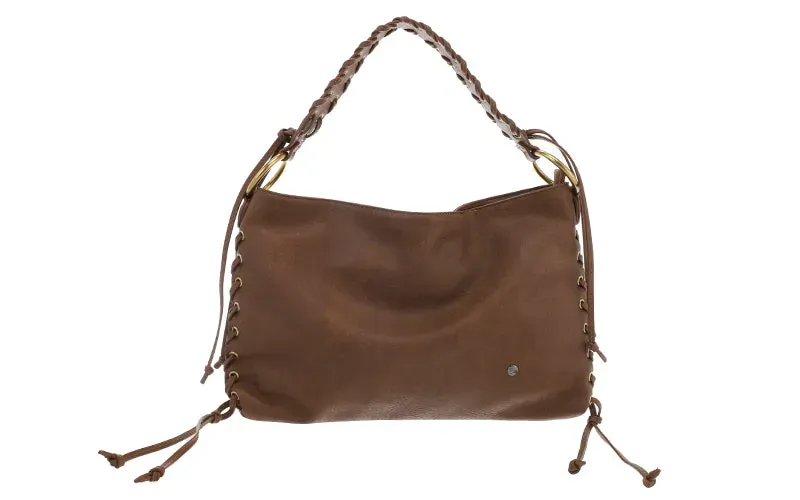 Amiek Burnie schoudertas camel vegan leer 30 cm