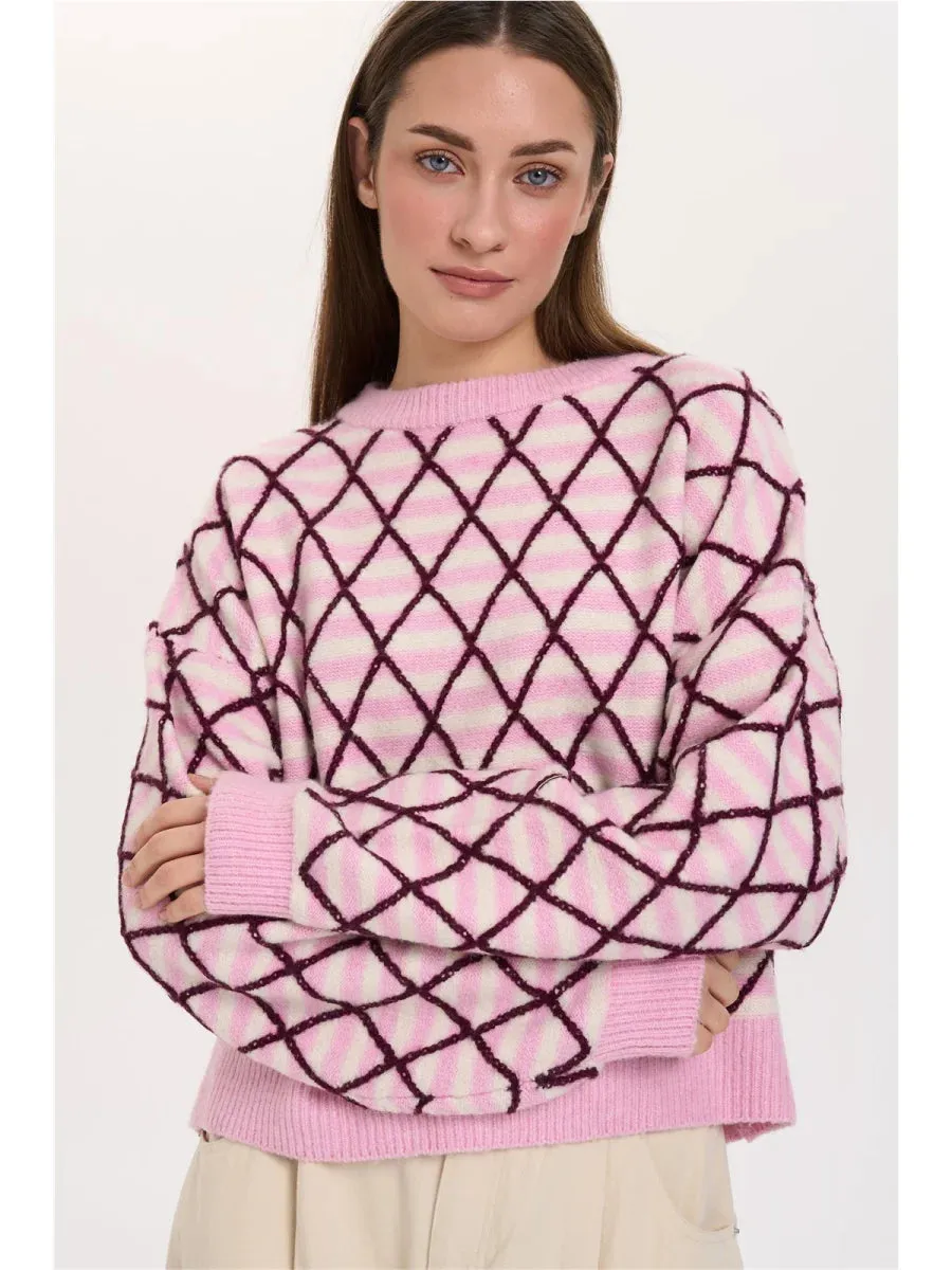 Amiek 24C Jolie trui bordeaux zigzag