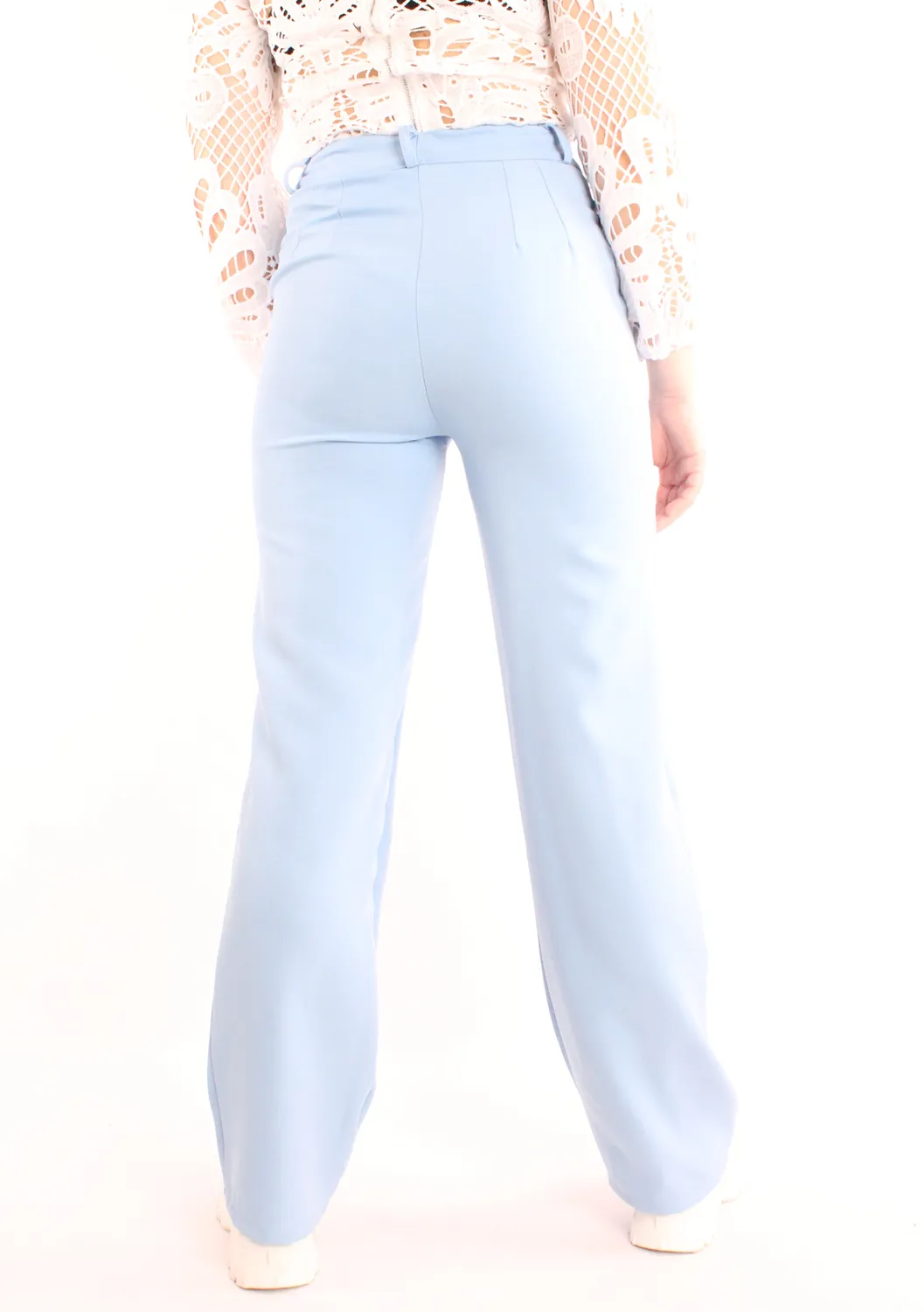 LOVEDRUNKY Riley pantalon blauw straight hoge taille