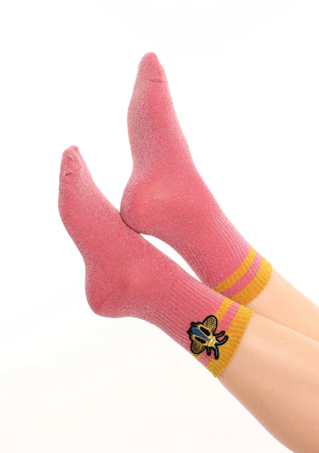 Pinned By K Bij Glitter Sokken Roze One Size