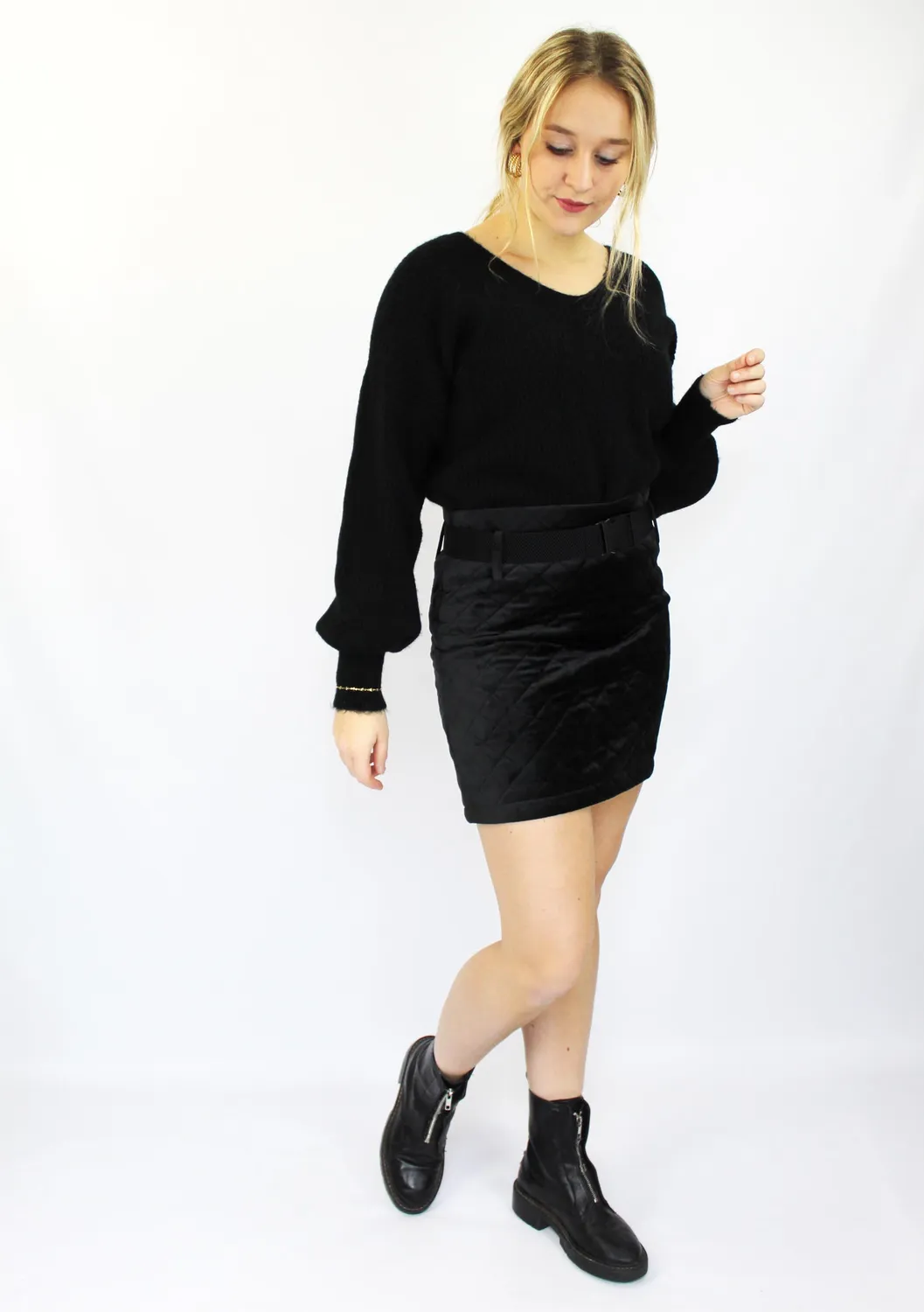 LOVEDRUNKY Rok Patroon rok zwart glanzend