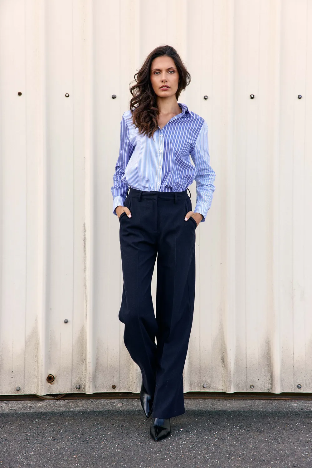La Petite Etoile Clarin patchwork blouse blauw ecru