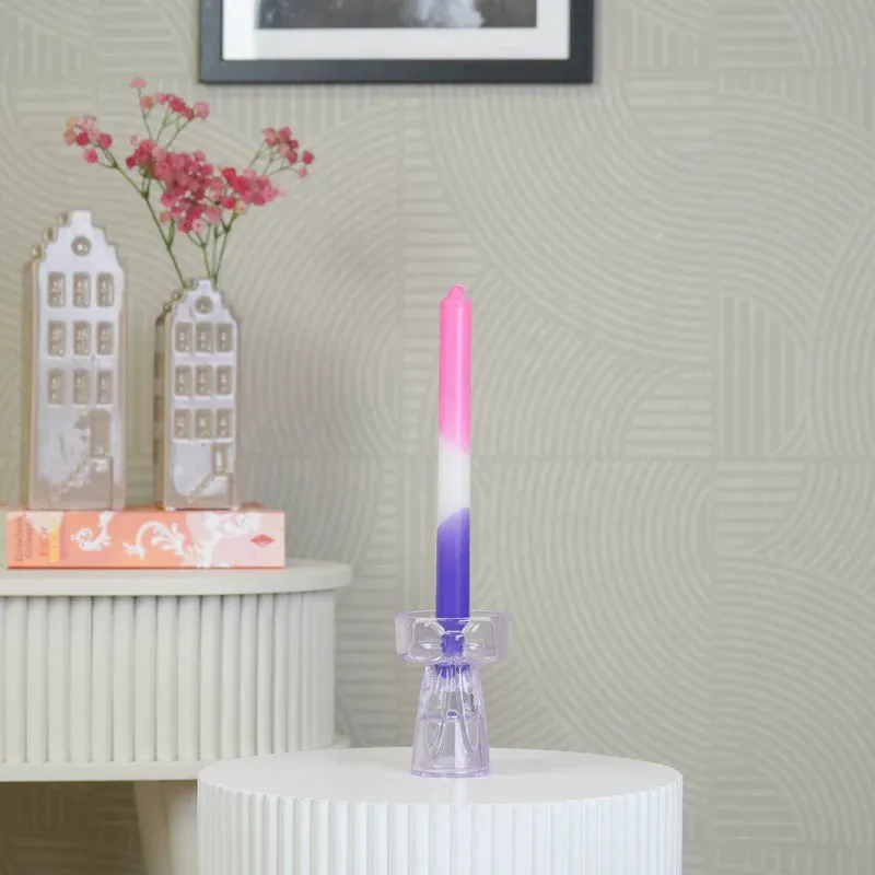Amiek Strik kandelaar lila glas 7,5 cm