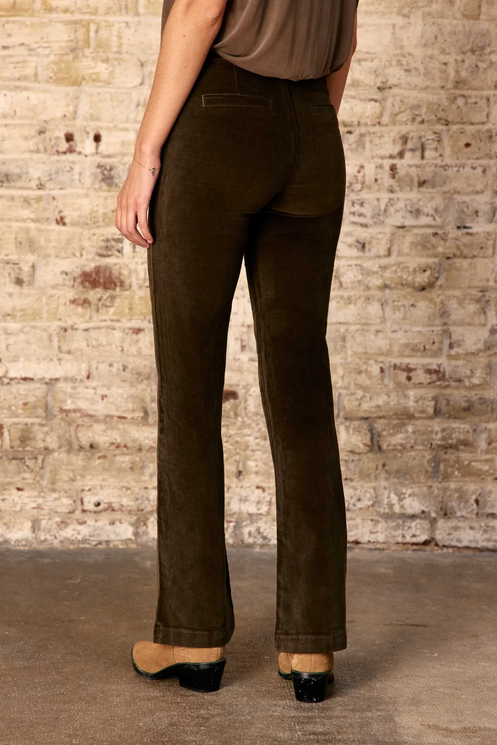 La Petite Etoile Sonny flared broek kaki 34-42 velours