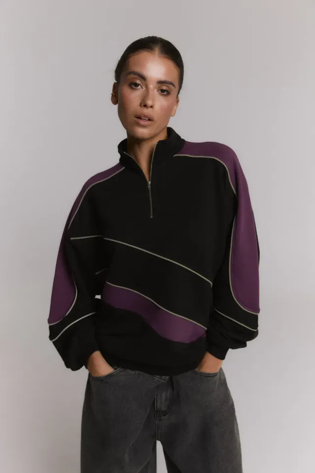 Amiek Fadey Zipper Sweater trui zwart oversized