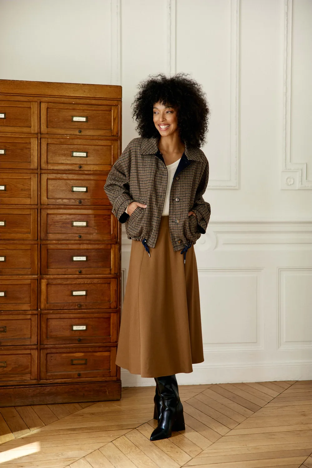 La Petite Etoile Juliette rok camel midi wijd