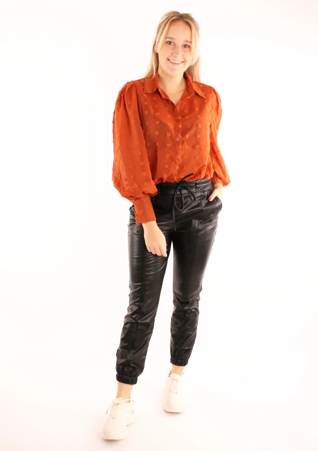 LOVEDRUNKY Leather broek zwart baggy jogger