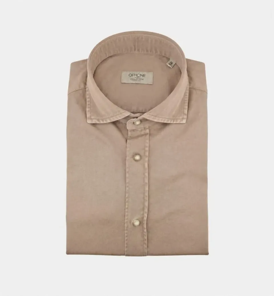 Officine Napoli Niko 1379 164 overhemd zand katoen