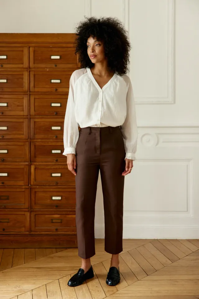 La Petite Etoile Parfait cigarette broek bruin enkel