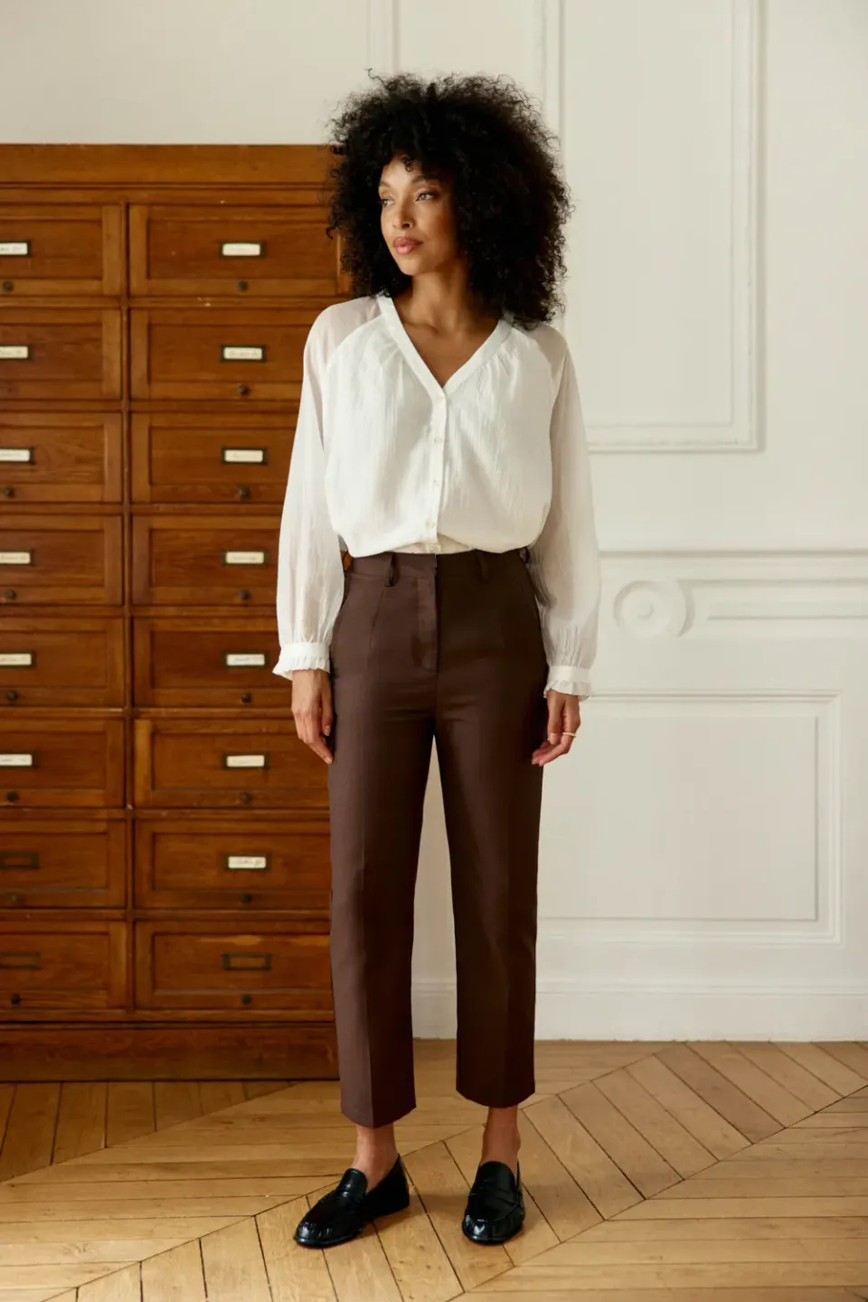 La Petite Etoile Parfait cigarette broek bruin enkel