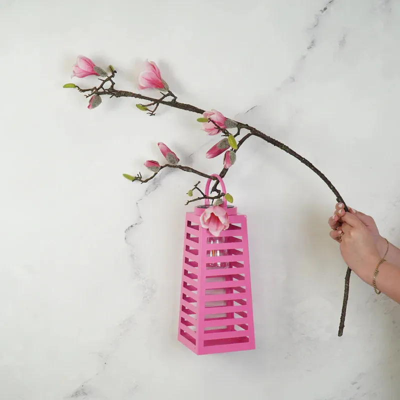 Housevitamin Solar lantaarn windlicht roze metaal 32,5 cm