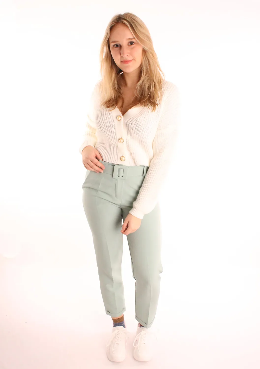 LOVEDRUNKY Casual pantalon mint – high waist