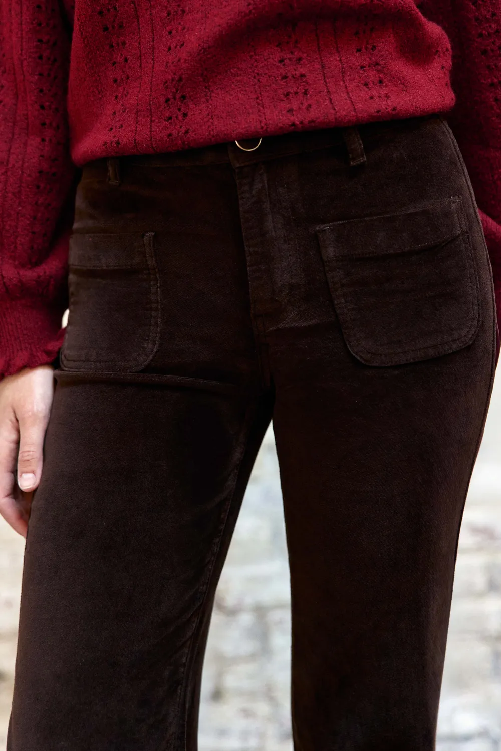 La Petite Etoile Sonny flared broek bruin velours