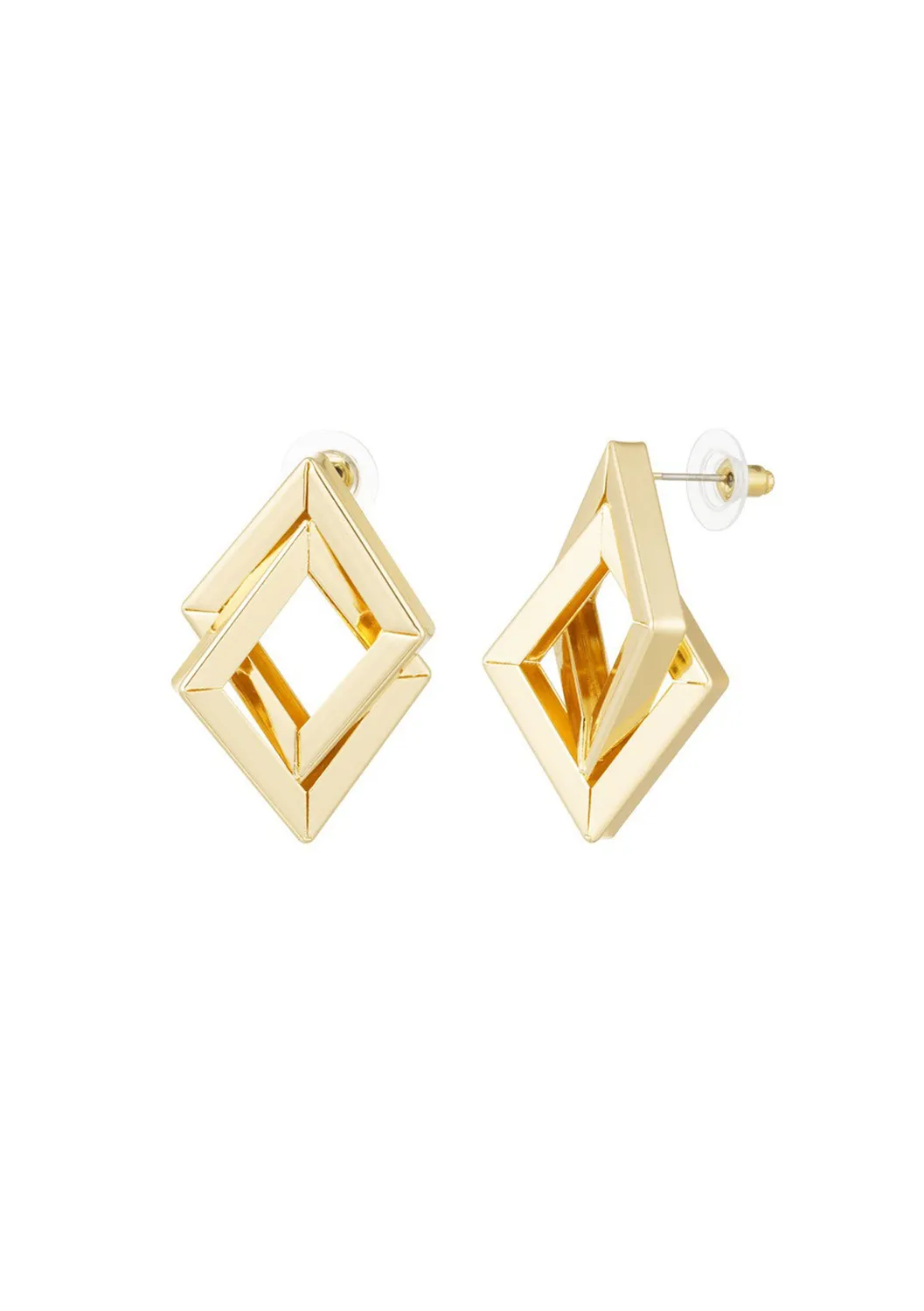 LOVEDRUNKY Double Diamond oorbellen goud subtiel