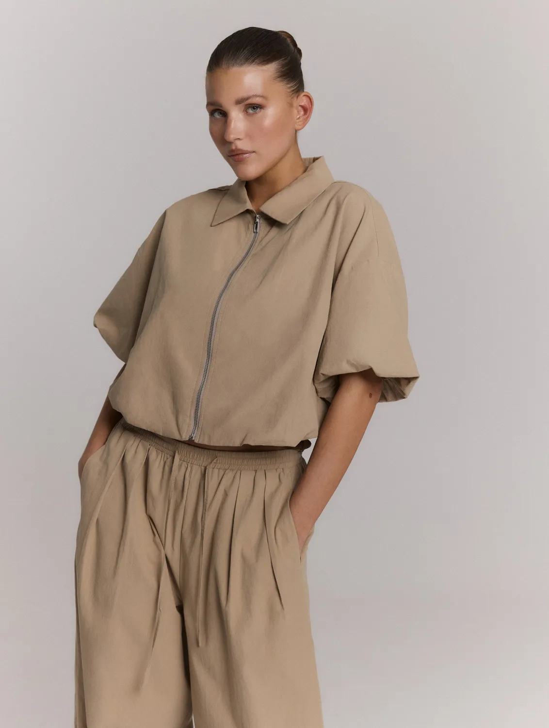 Amiek Roose pantalon sand beige natuurlijke stof