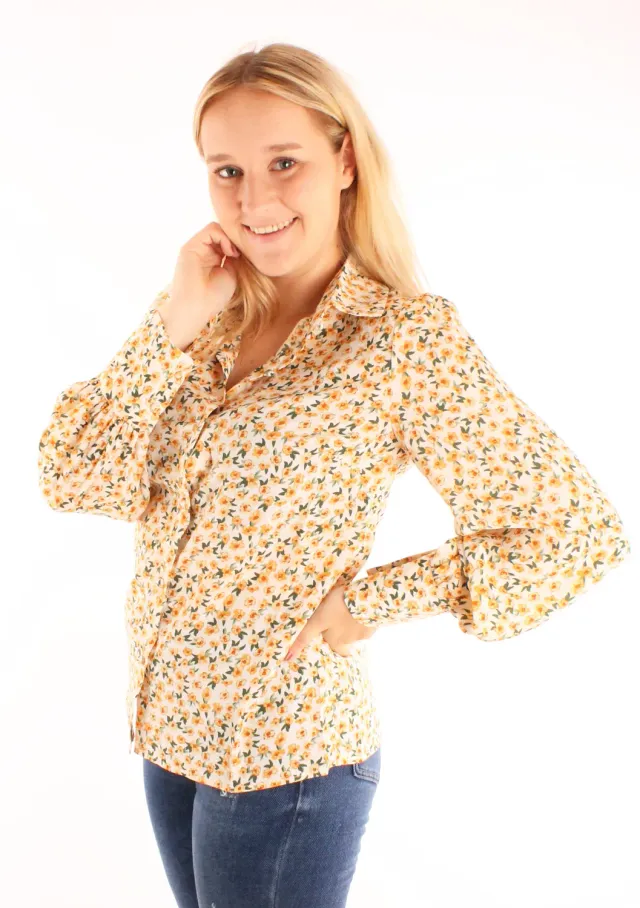 LOVEDRUNKY Flower blouse beige met bloemenprint
