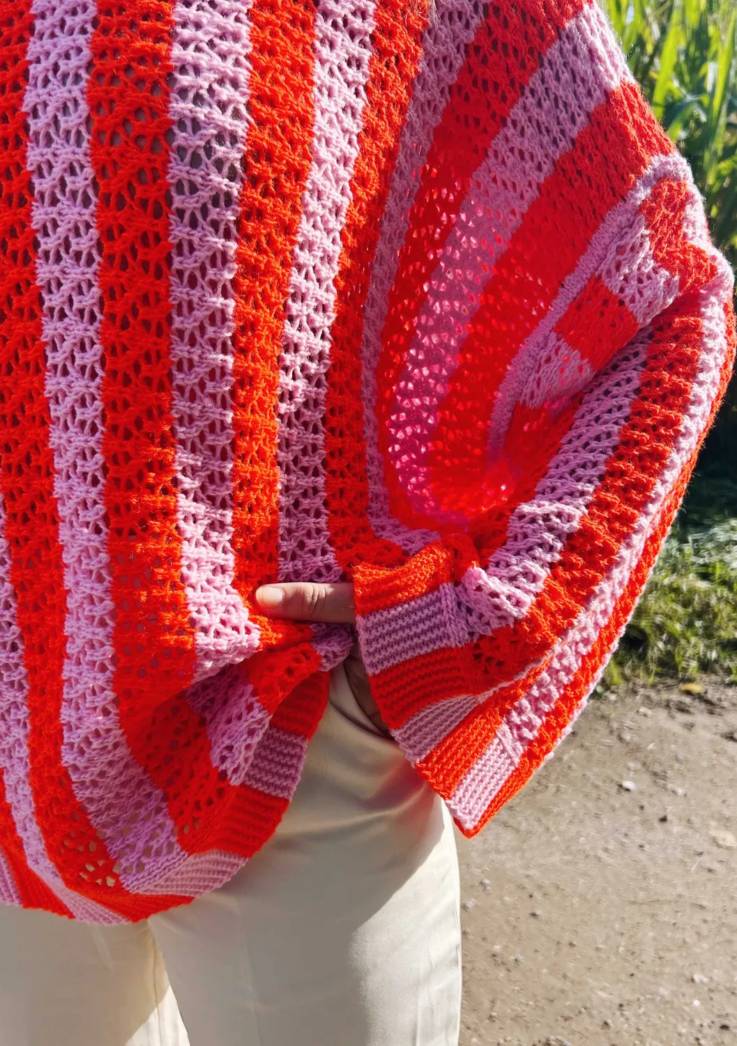 LOVEDRUNKY Knitted Gestreept trui Roze-Rood one size
