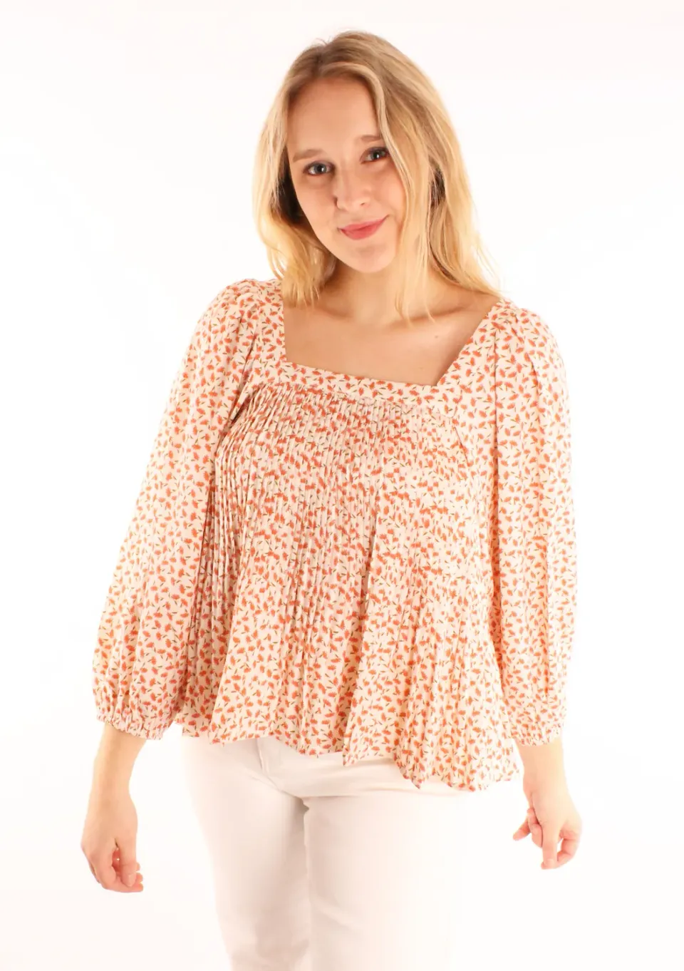 LOVEDRUNKY Blouse Plissé blouse roze bloemen